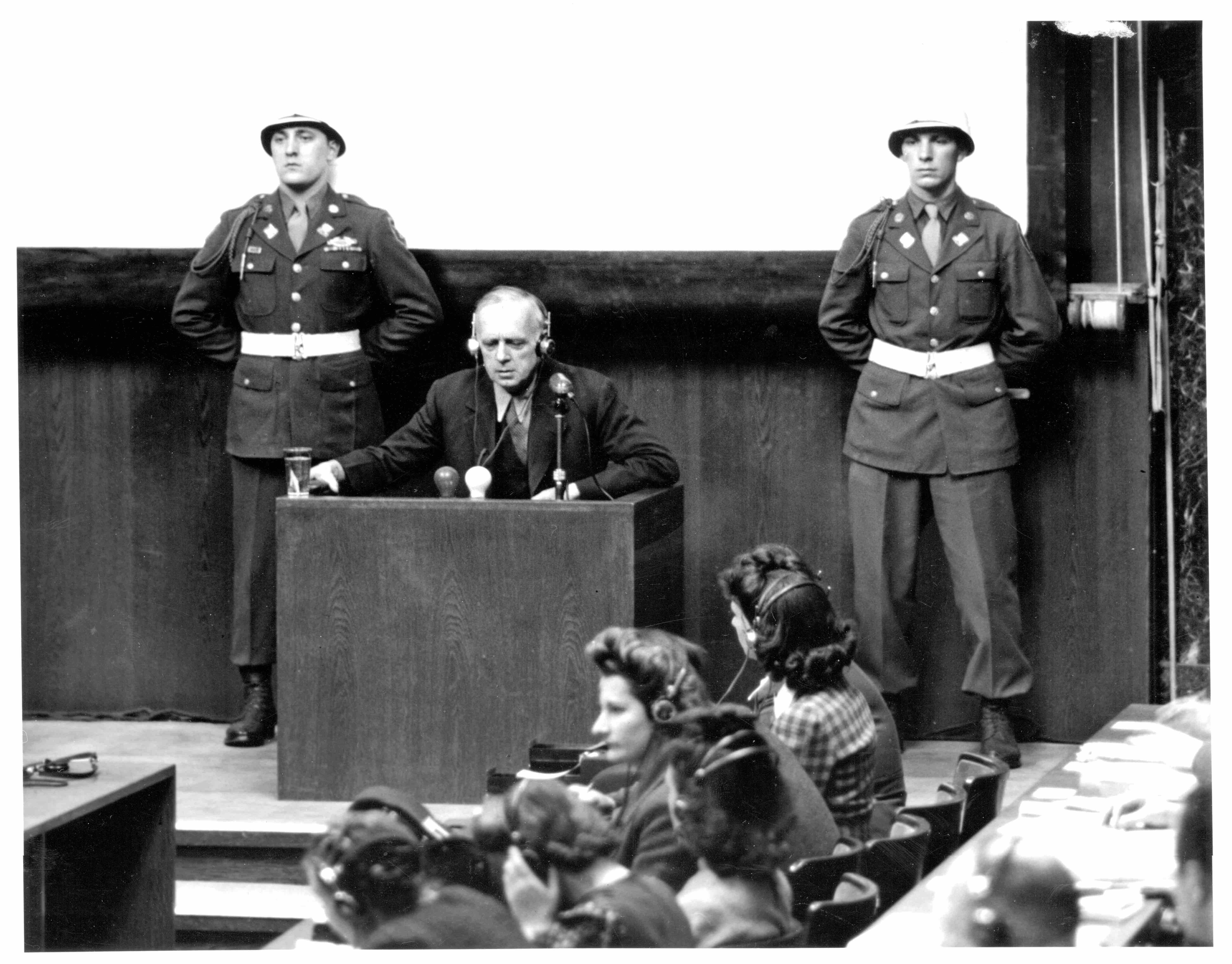 Joachim von Ribbentrop on the Witness Stand, IMT, Nuremberg Germany, 1945-1946