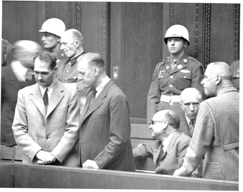 Hjalmar Schacht is released from the court, IMT, Nuremberg Germany