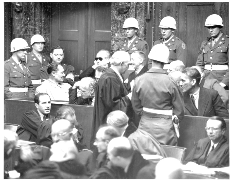 Dr. Martin Horn Talks with his Client Joachim von Ribbentrop, IMT, Nuremberg Germany, 1945-1946
