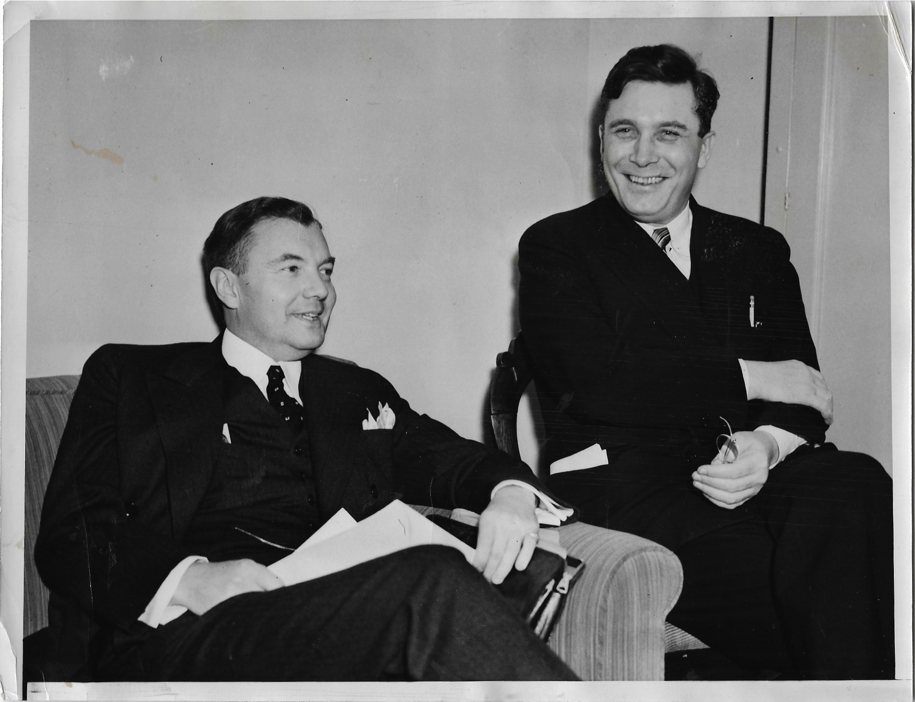Robert H. Jackson and Wendell L. Willkie before the America’s Town Meeting of the Air Debate, January 1938